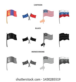 Isolated object of world and flag sign. Set of world and ribbon stock vector illustration.