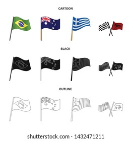 Isolated object of world and flag sign. Set of world and ribbon vector icon for stock.