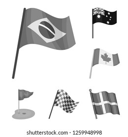 Isolated object of world and flag symbol. Collection of world and ribbon stock symbol for web.
