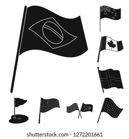 Isolated object of world and flag symbol. Collection of world and ribbon vector icon for stock.