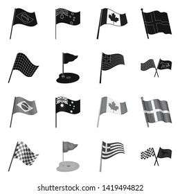 Isolated object of world and flag symbol. Set of world and ribbon stock symbol for web.