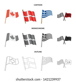 Isolated object of world and flag symbol. Collection of world and ribbon stock symbol for web.