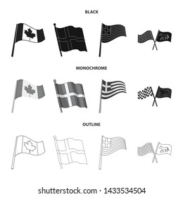 Isolated object of world and flag symbol. Collection of world and ribbon vector icon for stock.