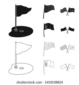 Isolated object of world and flag symbol. Set of world and ribbon stock vector illustration.