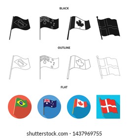 Isolated object of world and flag symbol. Set of world and ribbon stock vector illustration.