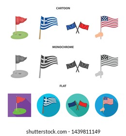 Isolated object of world and flag symbol. Set of world and ribbon stock vector illustration.