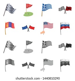Isolated object of world and flag symbol. Set of world and ribbon stock symbol for web.