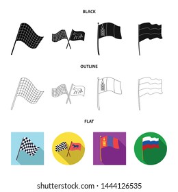 Isolated object of world and flag symbol. Set of world and ribbon stock vector illustration.