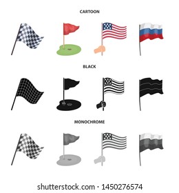 Isolated object of world and flag symbol. Set of world and ribbon vector icon for stock.