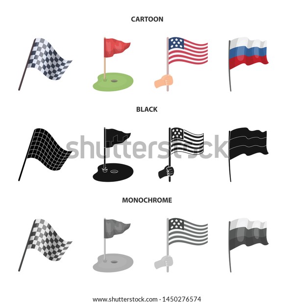 Isolated object of world and flag symbol.\
Set of world and ribbon vector icon for\
stock.