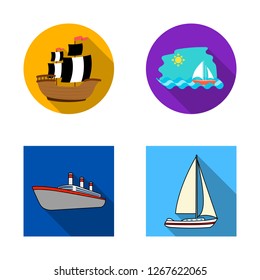 Isolated object of yacht and ship icon. Collection of yacht and cruise stock symbol for web.