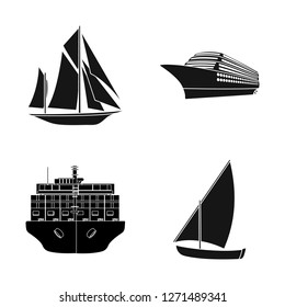 Isolated object of yacht and ship icon. Collection of yacht and cruise vector icon for stock.
