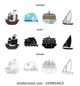Isolated object of yacht and ship icon. Collection of yacht and cruise vector icon for stock.