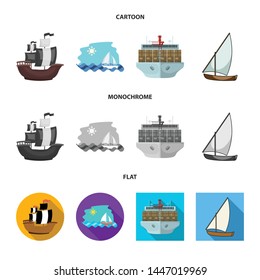 Isolated object of yacht and ship icon. Set of yacht and cruise stock symbol for web.
