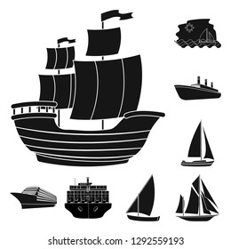 Isolated object of yacht and ship logo. Collection of yacht and cruise stock symbol for web.