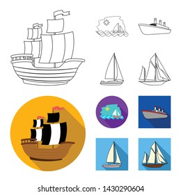 Isolated object of yacht and ship logo. Set of yacht and cruise stock vector illustration.