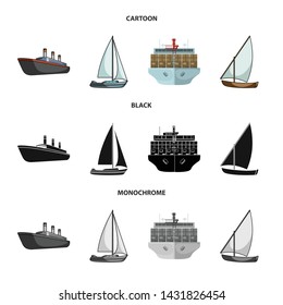 Isolated object of yacht and ship logo. Collection of yacht and cruise stock symbol for web.