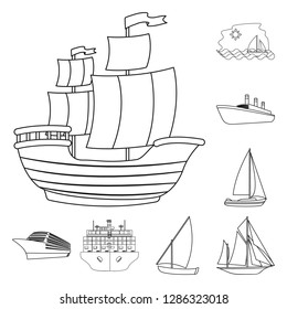 Isolated object of yacht and ship sign. Set of yacht and cruise vector icon for stock.