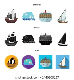 Isolated object of yacht and ship symbol. Set of yacht and cruise stock symbol for web.