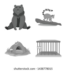 Isolated object of zoo and park icon. Set of zoo and animal stock vector illustration.