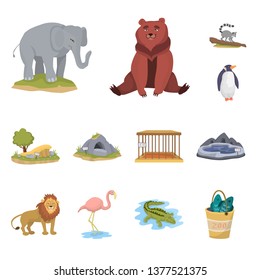 Isolated object of zoo  and park logo. Set of zoo  and animal vector icon for stock.