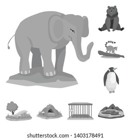 Isolated object of zoo  and park sign. Collection of zoo  and animal stock symbol for web.