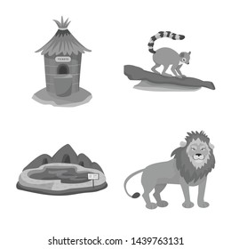 Isolated object of zoo and park sign. Collection of zoo and animal stock vector illustration.