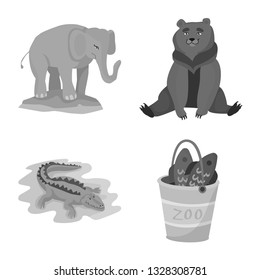 Isolated object of zoo  and park symbol. Set of zoo  and animal stock symbol for web.