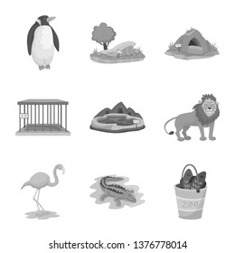 Isolated object of zoo  and park symbol. Set of zoo  and animal stock symbol for web.