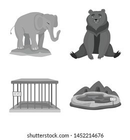 Isolated object of zoo and park symbol. Set of zoo and animal vector icon for stock.