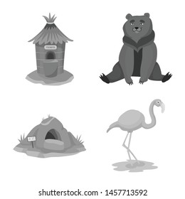 Isolated object of zoo and park symbol. Set of zoo and animal vector icon for stock.
