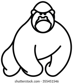 Isolated objects: angry gorilla, on white background, editable vector image, for use as icon, patch, sticker, logo, design element