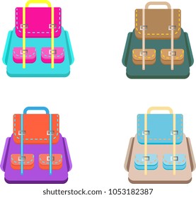 Isolated objects on white background tourist backpacks
