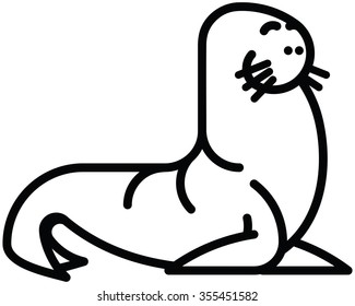 Isolated objects: seal on white background, editable vector image, for use as icon, patch, sticker, logo, design element
