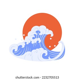 Isolated ocean asian vector illustration
