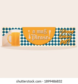 Isolated octoberfest beer square orange information banner- Vector