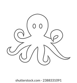 Isolated Octopus Line Icon Symbol On Clean Background. Vector Devilfish Element In Trendy Style