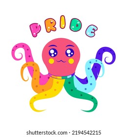 Isolated octopus rainbow vector illustration