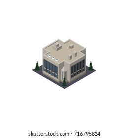 Isolated Office Isometric. Company Vector Element Can Be Used For Office, Company, Building Design Concept.