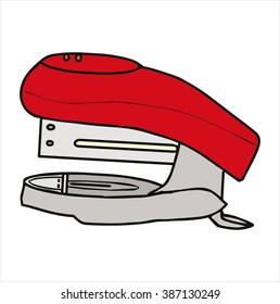 Isolated office stapler, cartoon vector