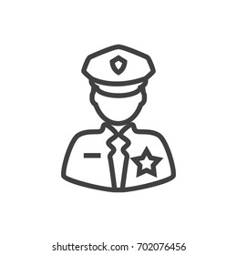 Isolated Officer Outline Symbol On Clean Background. Vector Policeman Element In Trendy Style.