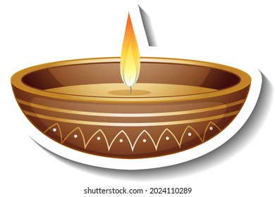 Isolated Oil lamp Diya Sticker illustration