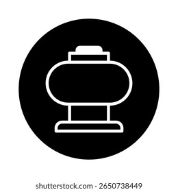 Isolated oil tank icon design on black background showing industrial infrastructure and technological advancement