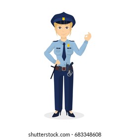 Isolated ok policewoman.