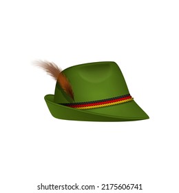 isolated oktoberfest hat. german alpine hat with leaf