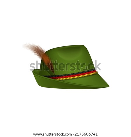 isolated oktoberfest hat. german alpine hat with leaf