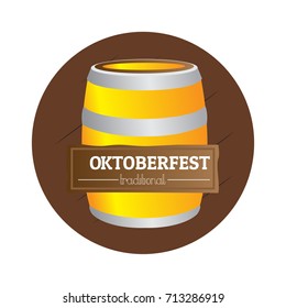 Isolated oktoberfest label with a beer barrel, Vector illustration