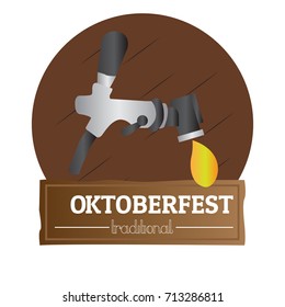 Isolated oktoberfest label with a beer faucet, Vector illustration