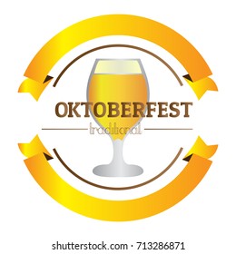 Isolated oktoberfest label with a beer glass, Vector illustration