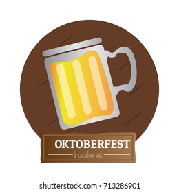 Isolated oktoberfest label with a beer mug, Vector illustration
